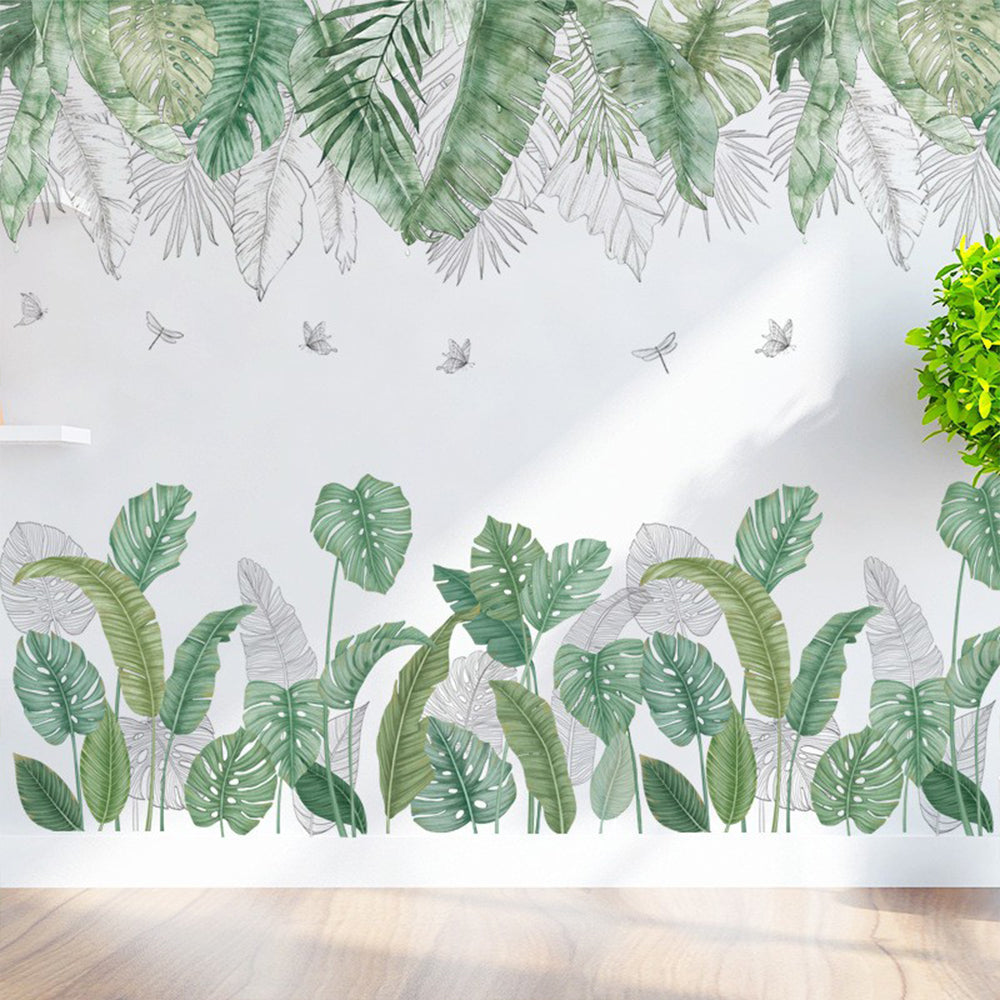 Self-adhesive Removable Green Leaves Plant Wall Sticker Home Decor-Green Plants