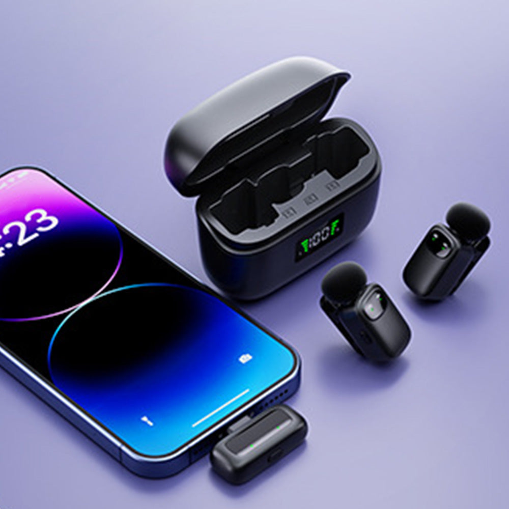 Mini Wireless Lavalier Microphone with Charging Case and AI Noise Reduction