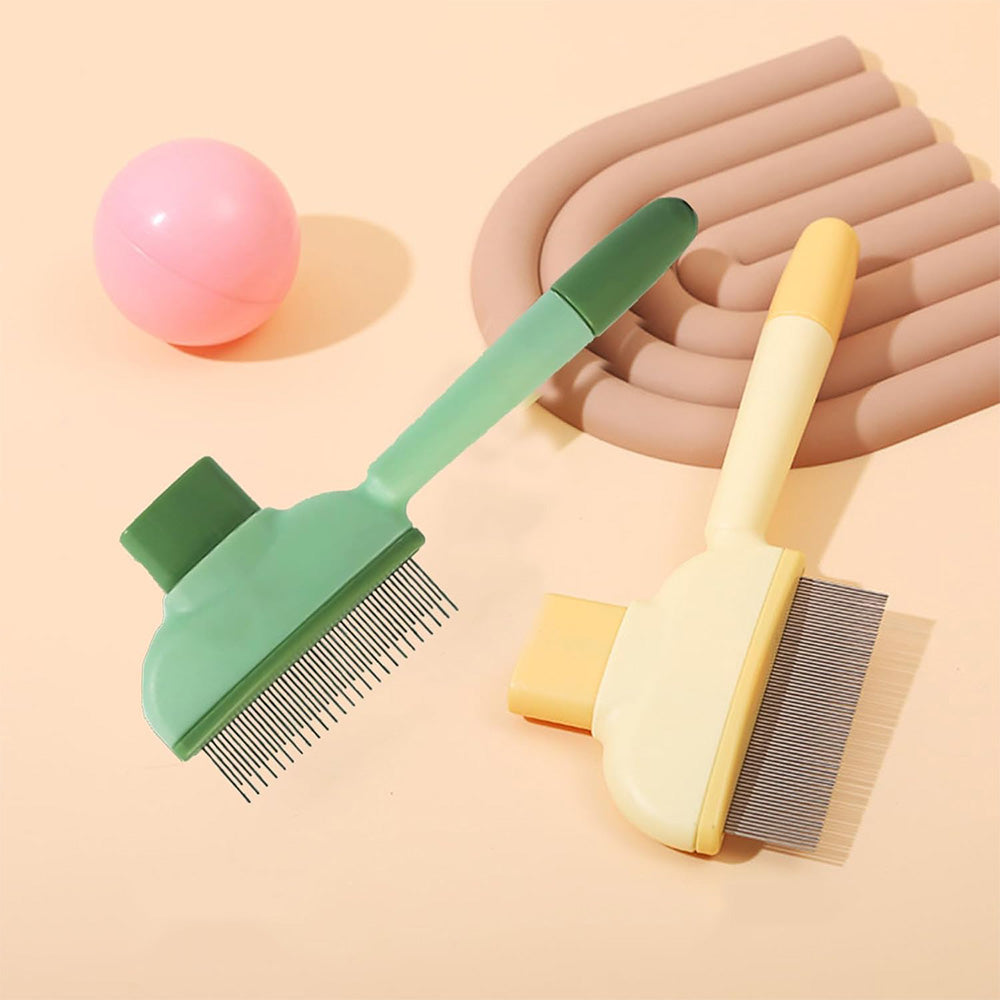 2PCS Pet Hair Removal Comb With Long And Short Teeth Flea Comb Grooming Brush For Cat Dog