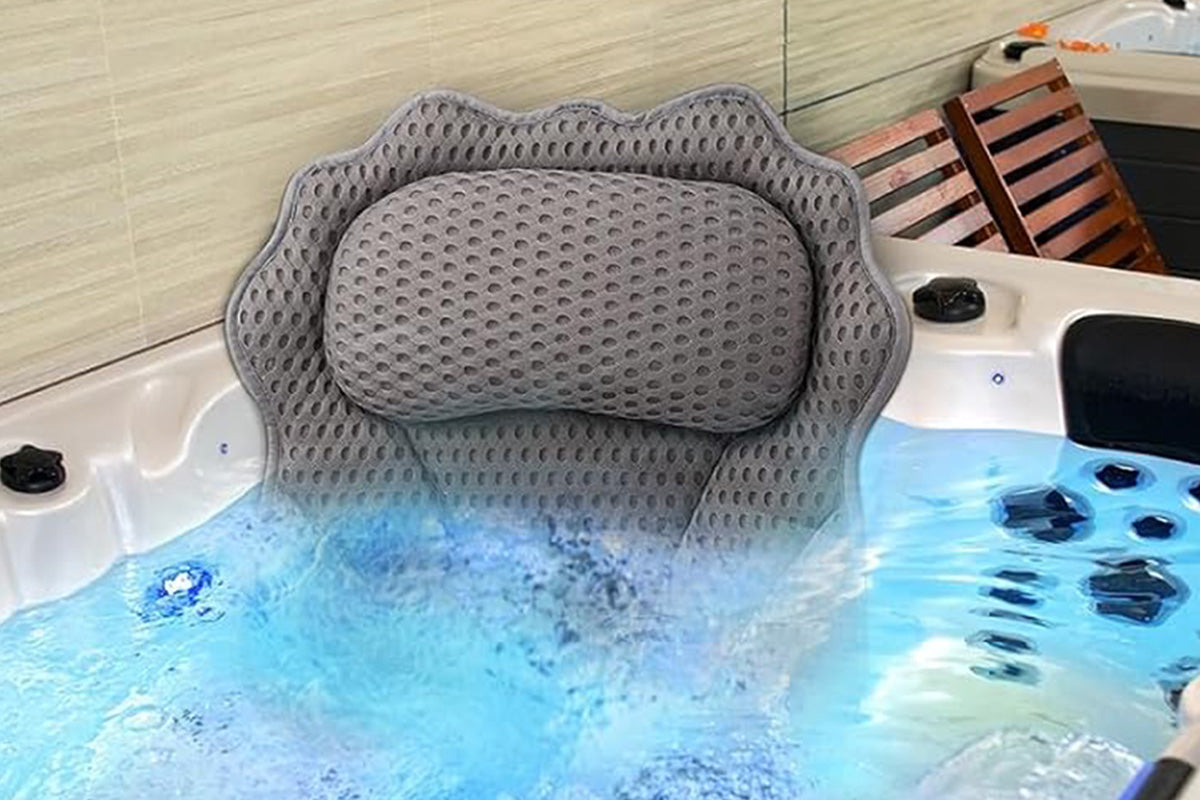 Bath Pillow with Headrest and 6 Suction Cups for Tub Support and Relaxation