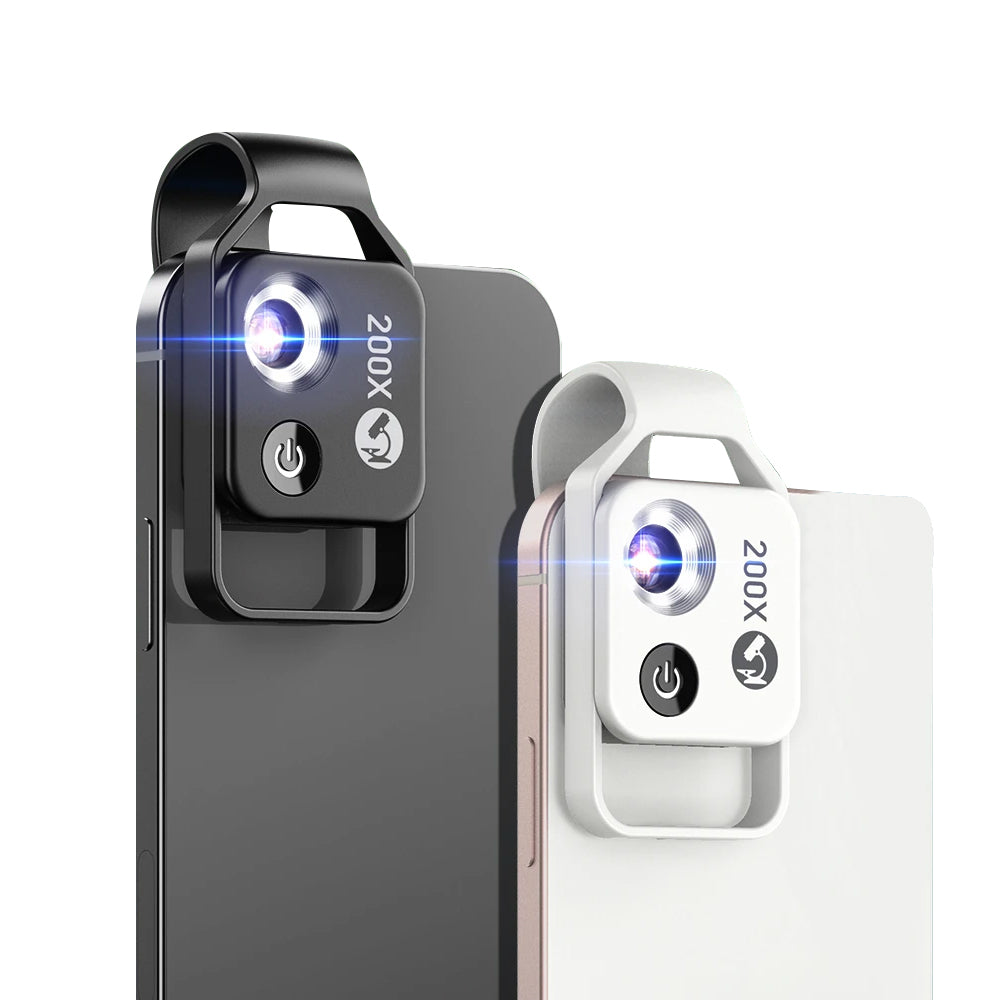 200X Phone Mini Pocket Microscope with CPL Handheld Lens and LED Light
