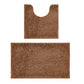 2 Piece Absorbent Bathroom Mat and U Shape Toilet Rug Set