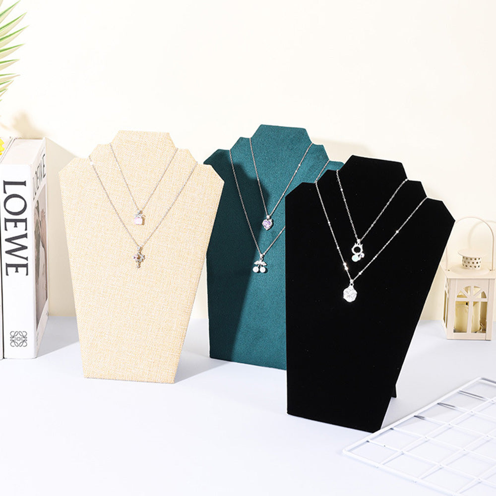 2Pcs Foldable Flannel Necklace Jewelry Bust Display Stands