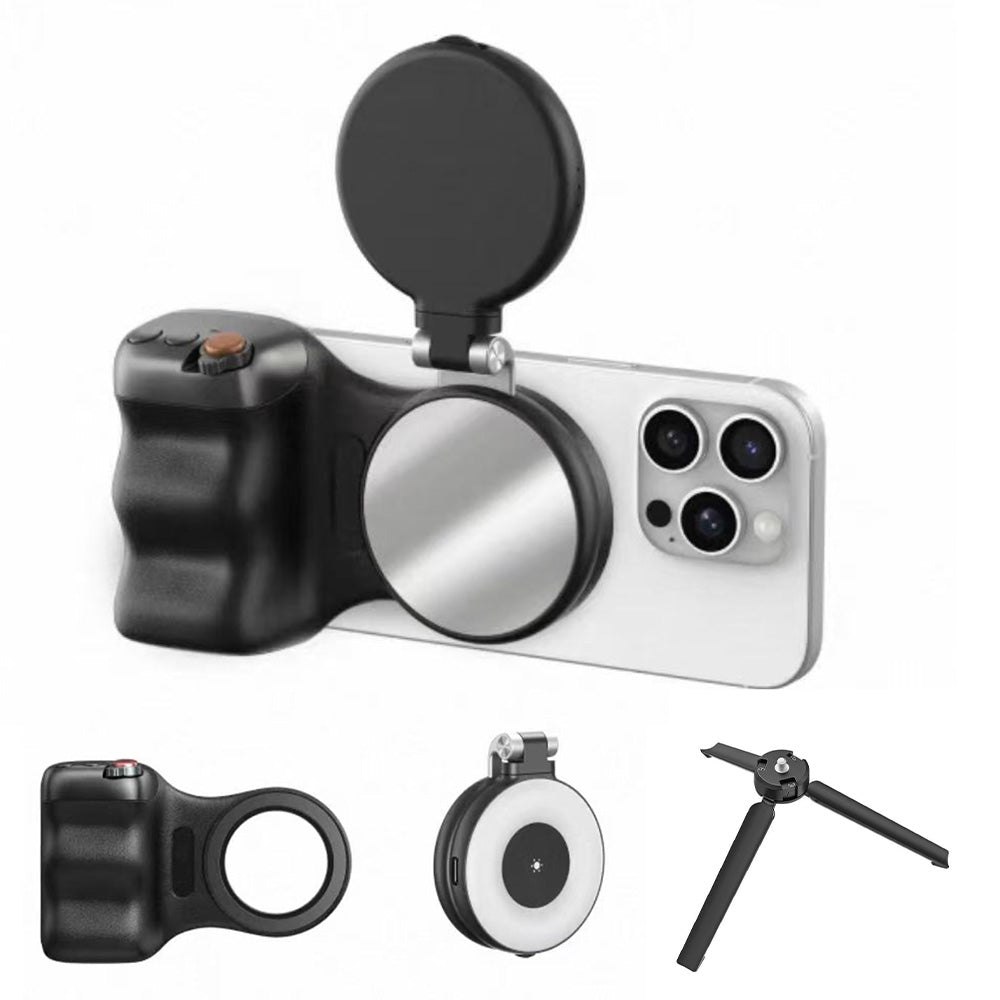 Phone Camera Grip with Selfie Light and Tripod for Photography TikTok