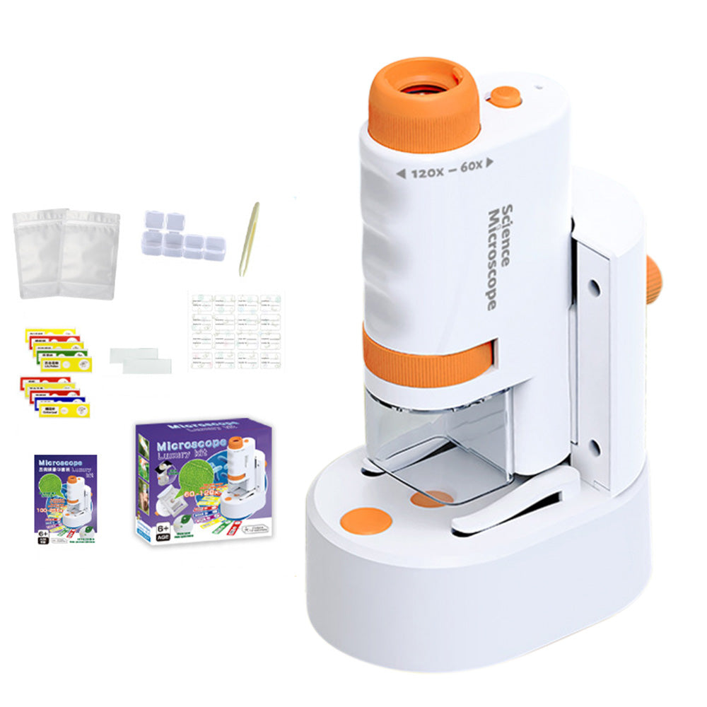 60X - 120X Portable Handheld Microscope Mini STEM Science Toy with LED Light