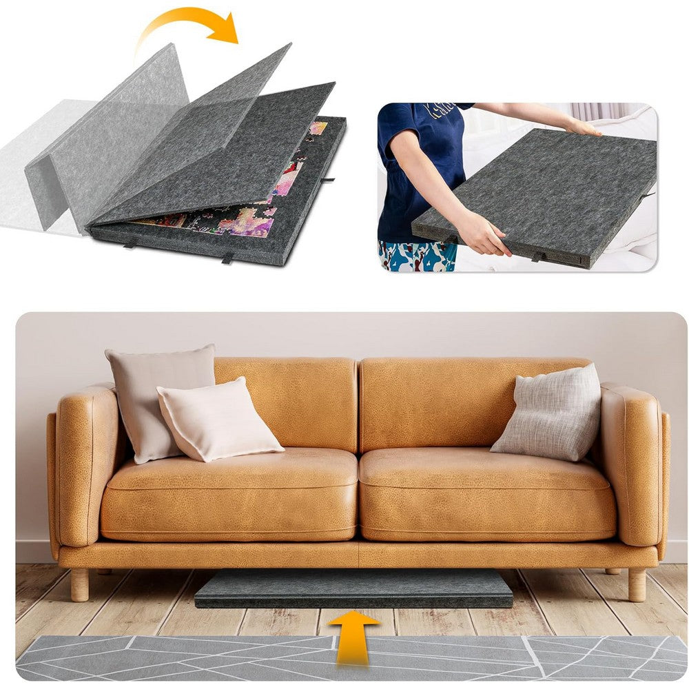 Puzzle Board with 6 Sliding Drawers Foldable Felt Puzzle Table Up to 1000 Pieces