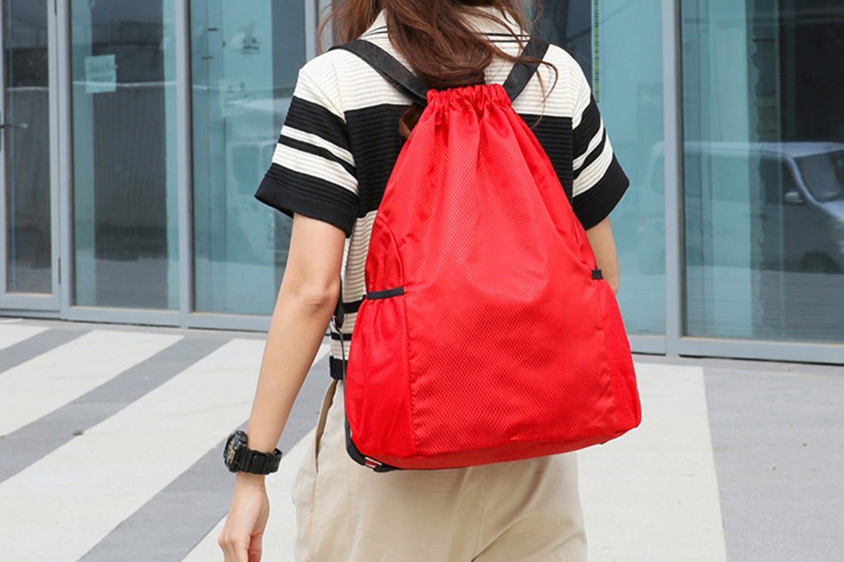Sport Drawstring Backpack With 2 Pockets Large Capacity Basketball Bag