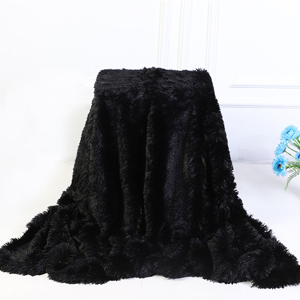 Solid Double-Sided Fuzzy Shaggy Blanket