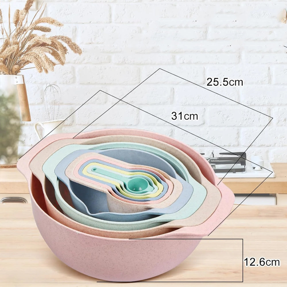 10Pcs Nested Mixing Bowls with Measuring Spoon
