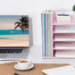 Metal File Organizer Rack Desktop Storage Shelf for Office Home