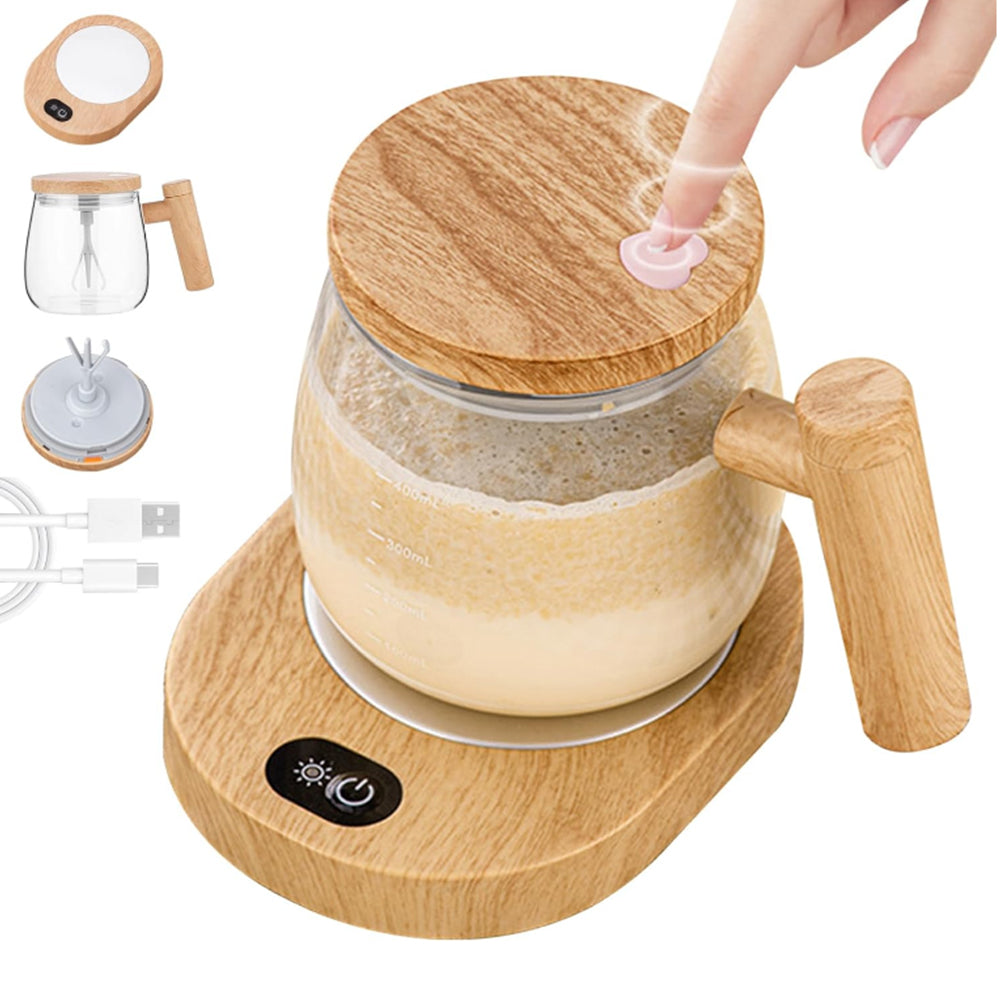 2Pcs 400ML Electric Self-Stirring Coffee Mug with Constant Temperature Coaster