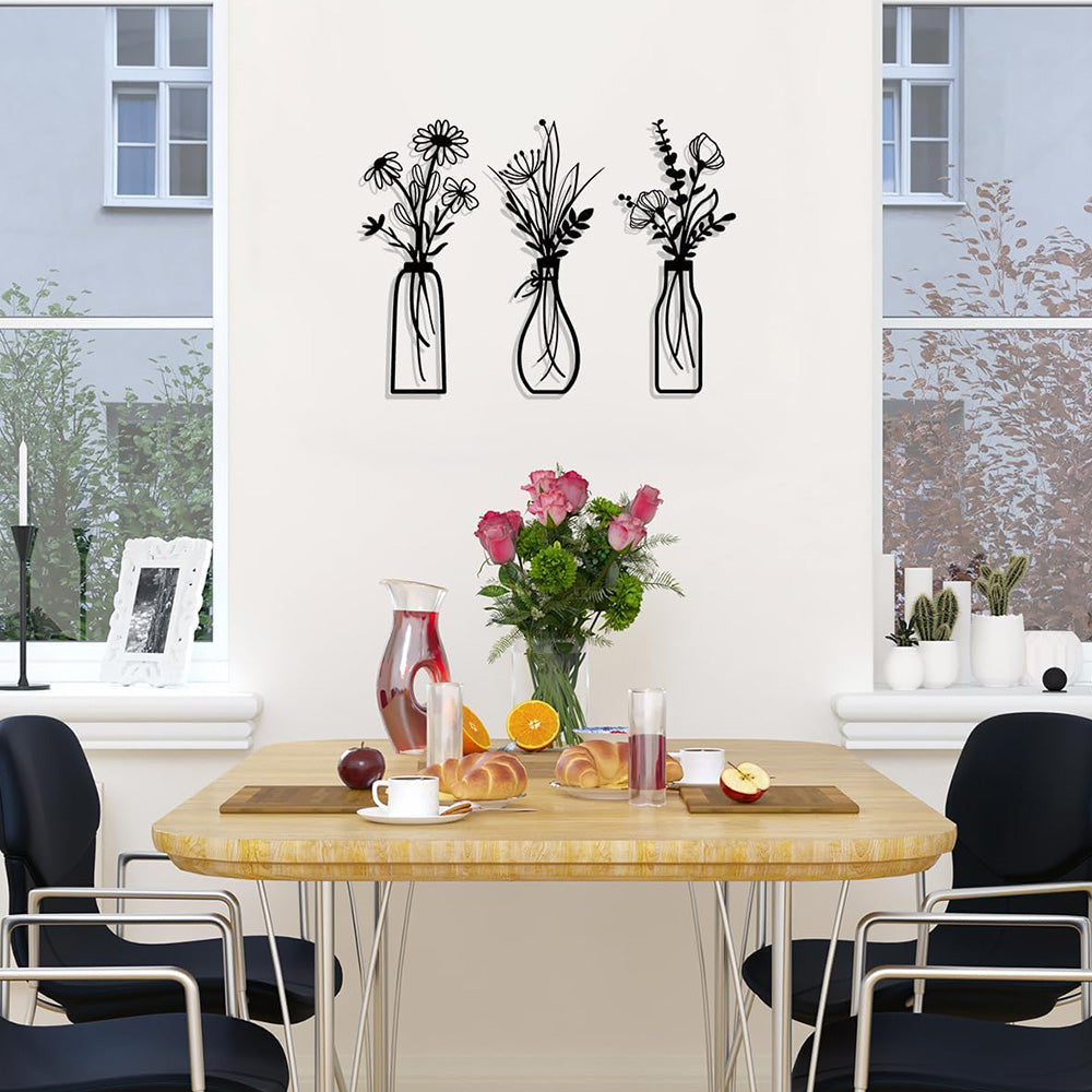 3Pcs Metal Floral Wall Decor Set Rustic Flower Wall Art for Living Room Bedroom