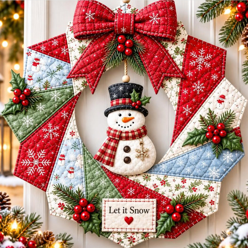 Christmas Quilted Wreath DIY Sewing Kit with Precut Fabric for Door Decor