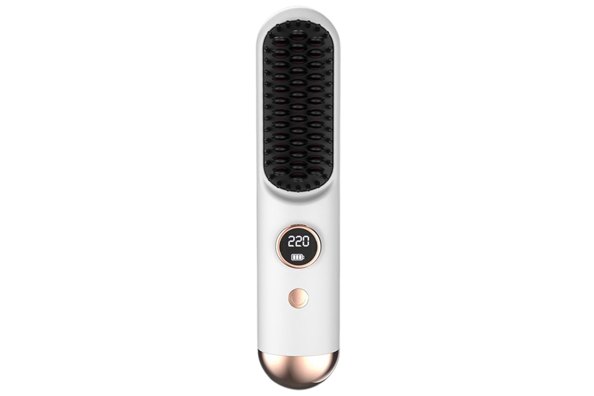 Cordless LCD Hair Straightening Brush 2-in-1 Portable Styling Tool for Travel