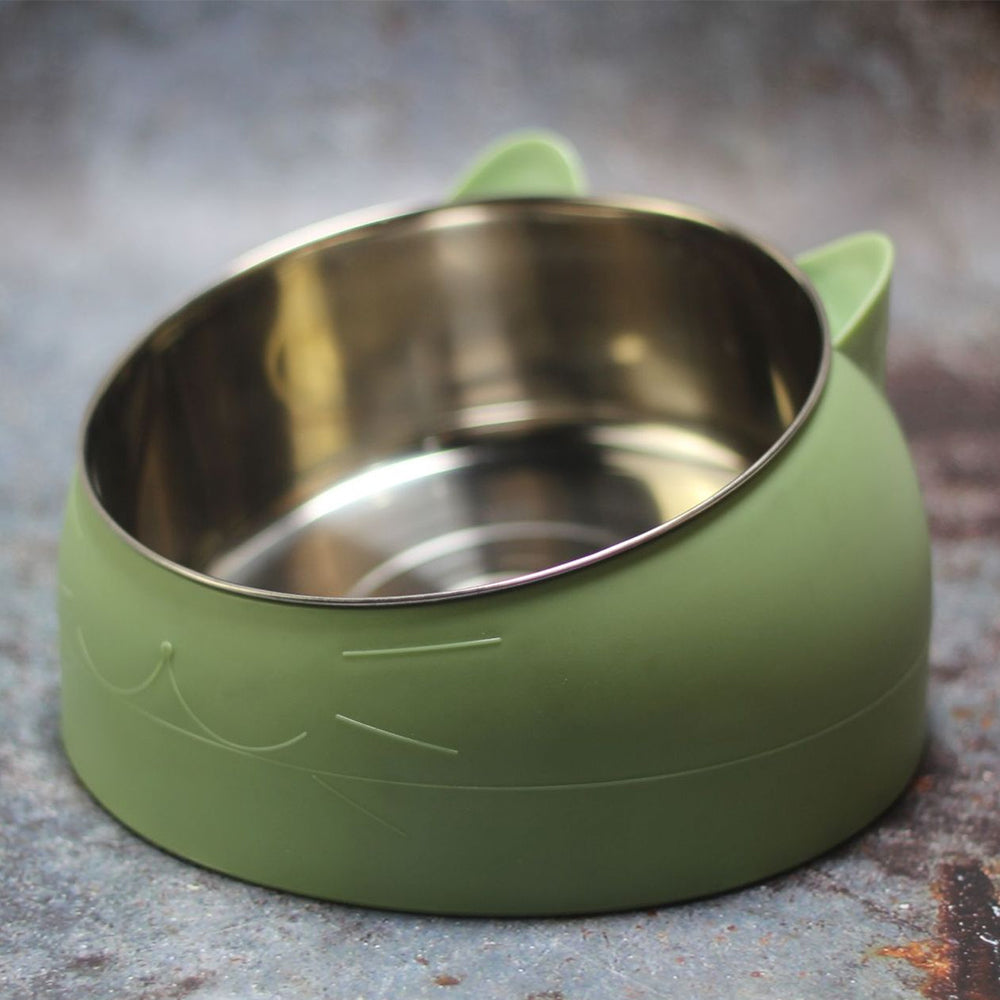 Slanted Stainless Steel Pet Feeder Bowl