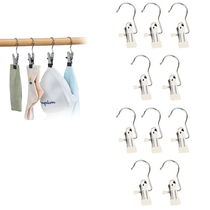 10Pcs Stainless Steel Metal Hanging Hook Clips for Closet