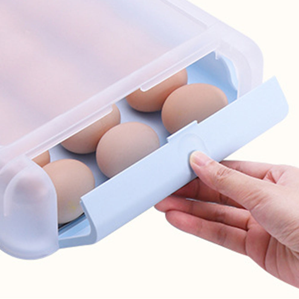 34.3x25.2x8.2CM Automatic Scrolling Egg Storage Box Removable Egg Dispenser