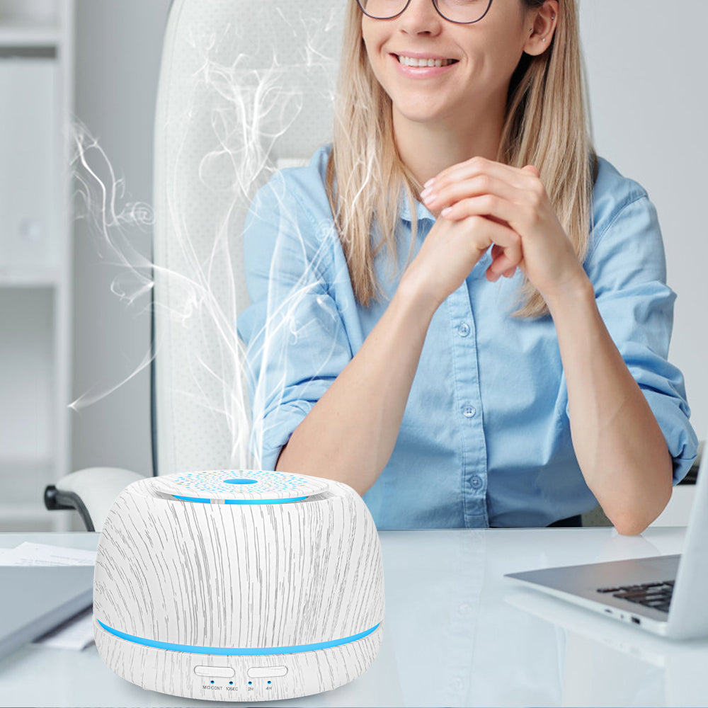 300ML Wood Grain Essential Oil Diffuser with 7 Color LED Light