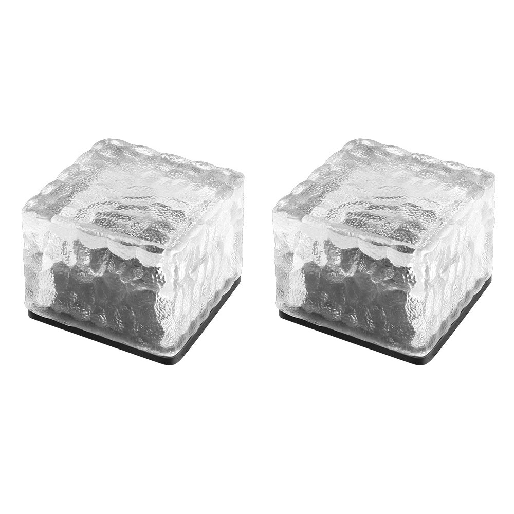 2Pcs Solar LED Ice Cube Floor Tile Ground Lamp Lawn Lamp