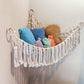 Tassels Boho Plush Toy Hammock with String Light Hanging Storage Net
