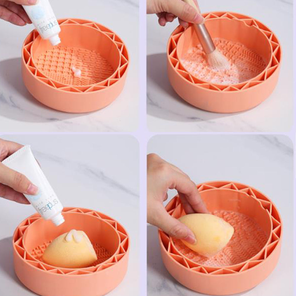 2Pcs Makeup Brush Cleaning Bowl