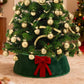 Christmas Tree Collar with Bow Holiday Tree Decor for Tree Stand and Wire Cover-Green