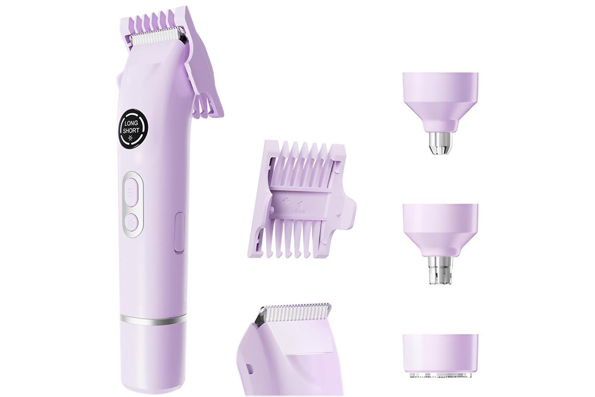 4-in-1 Women's Dual Heads Electric Shaver Cordless Body Hair Trimmer with 4 Heads Hair Removal Kit