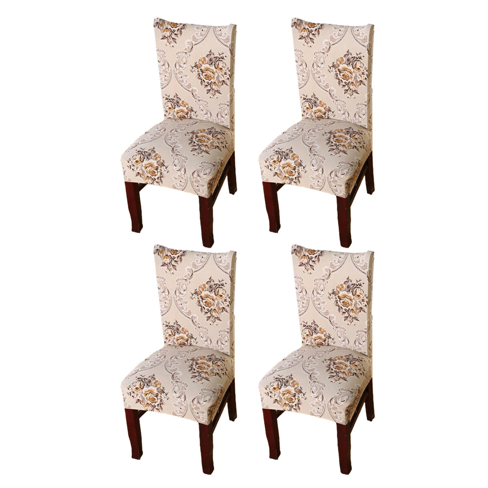 4Pcs Stretch Dining Chair Slipcover-Beige