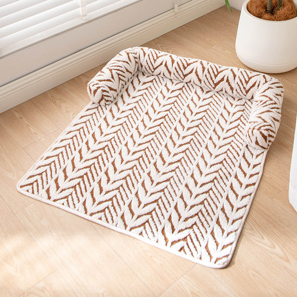 Thick Plush Non Slip Pet Mat for Sofa Chair Window Seat-Coffee