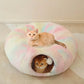 Winter Plush Cat Tunnel with Cat Bed