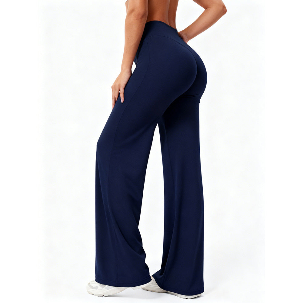 High-Waist Straight-Leg Micro-Flare Yoga Pants with Tummy Control for Workout-Navy