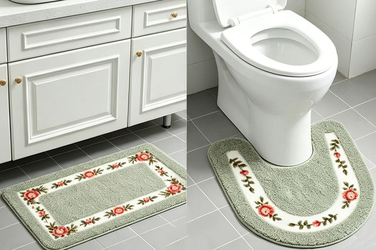 4Pcs Shaggy Mat Set Plush Bathroom Floor Mats Toilet Mat