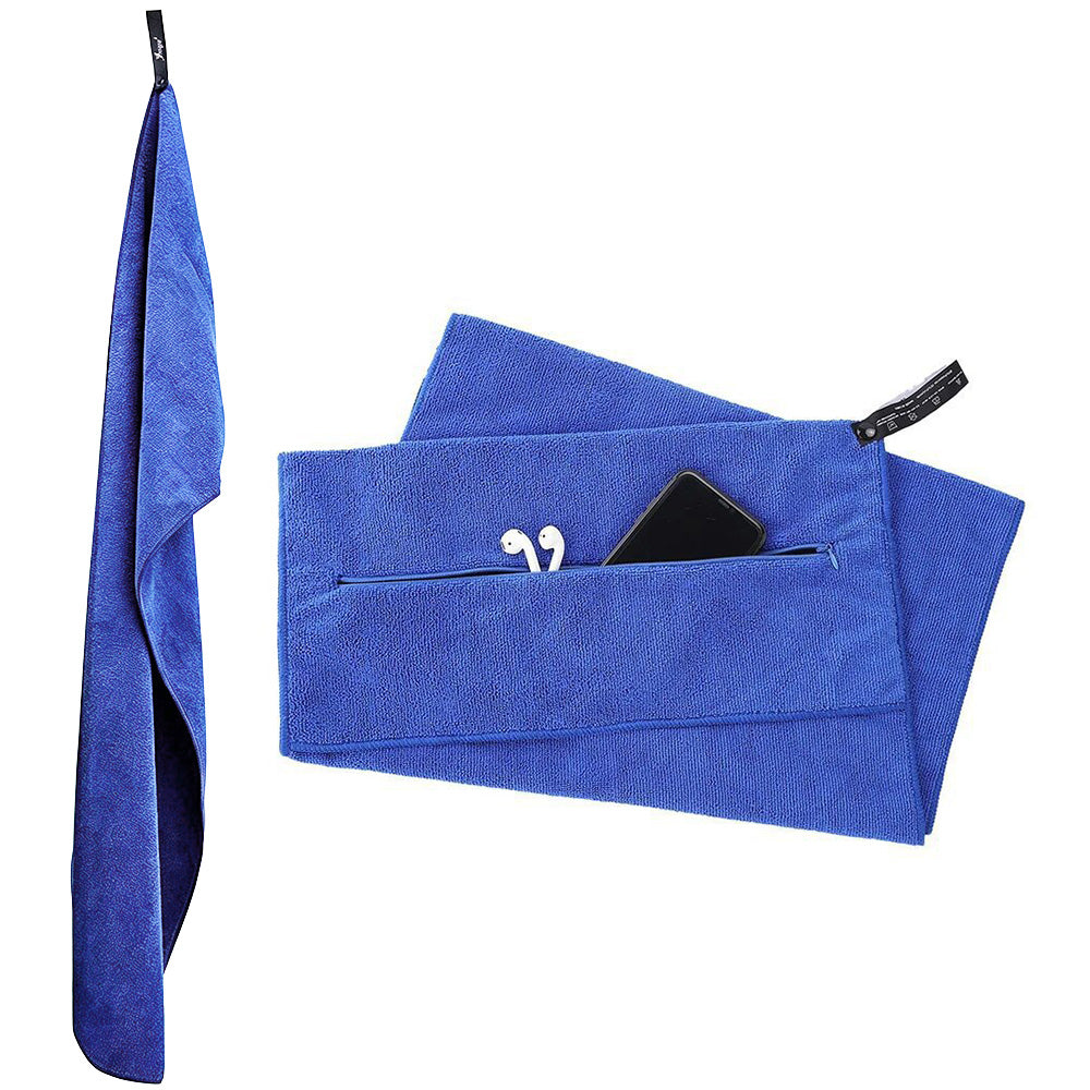 120x50cm Quick Dry Microfibre Gym Towel with Pocket and Silicone Base