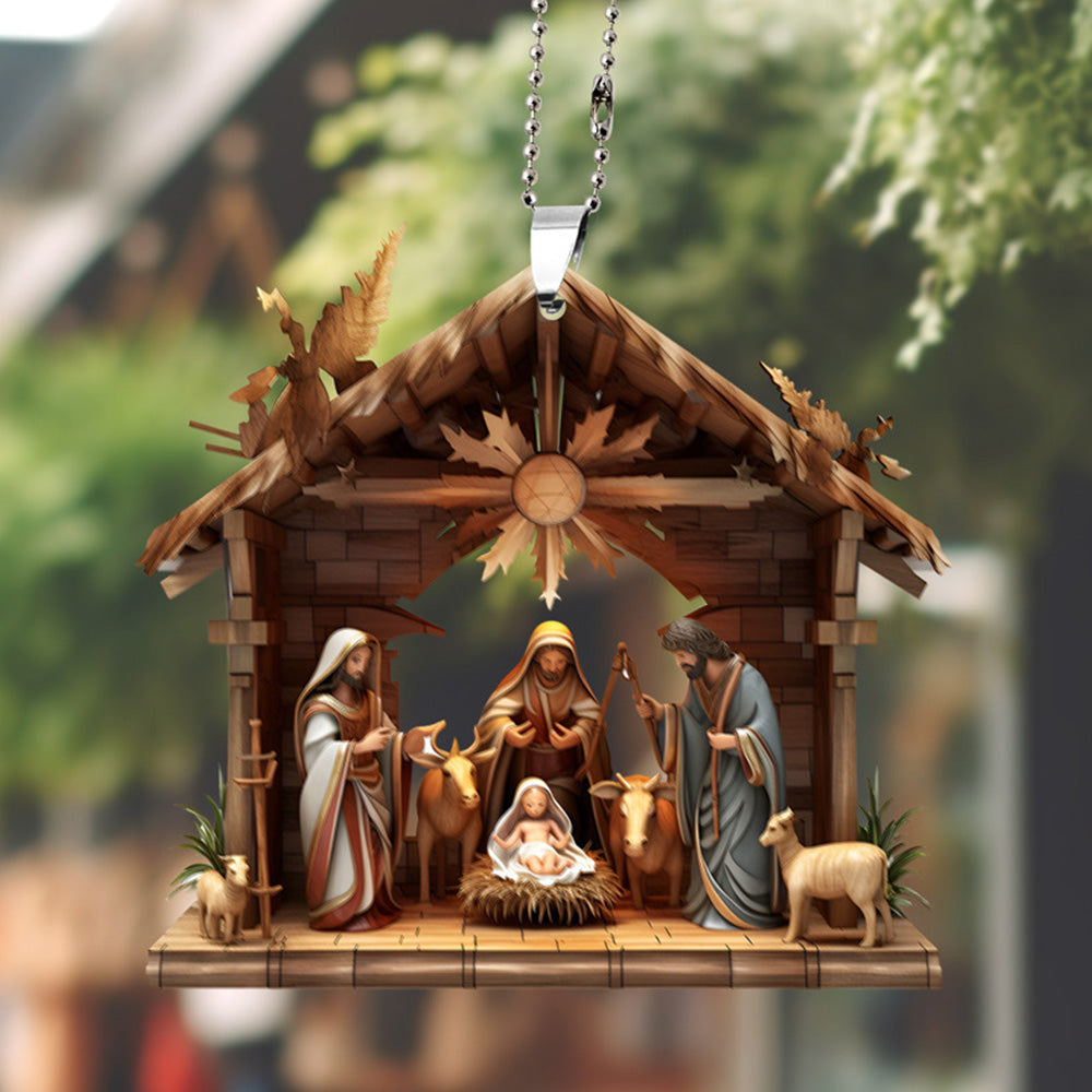 7Pcs 2D Christmas Nativity Scene Ornaments the Birth of Jesus Decor