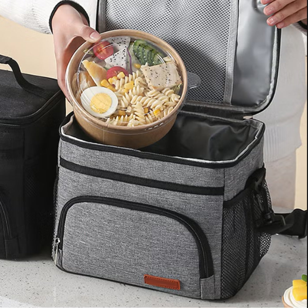 Insulated Lunch Box for Men Women Leak-Proof Cooler Lunch Bag with 4 Pockets