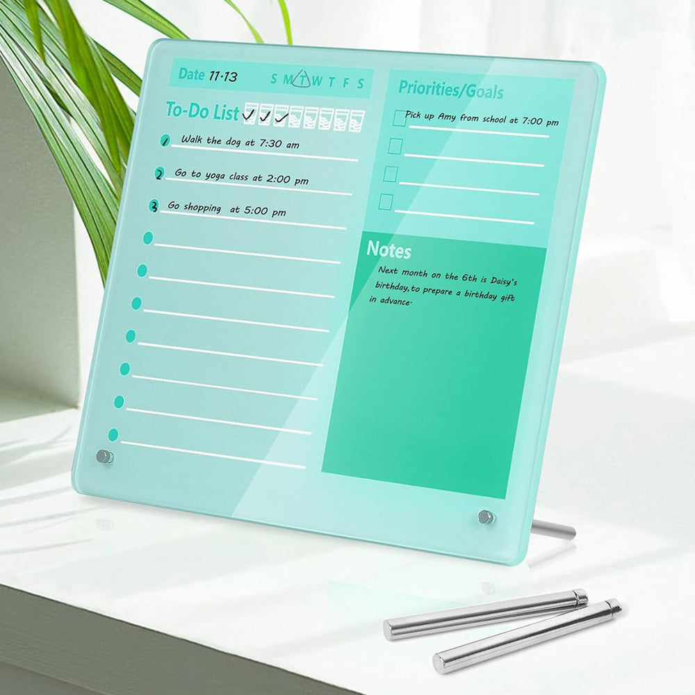 Thick Acrylic Dry Erase Board for Desk Planner with Stand