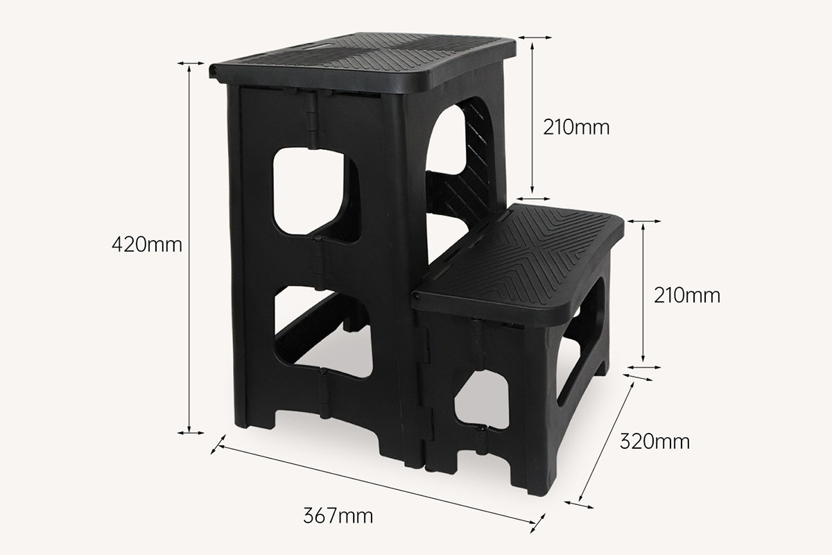 Folding 2 Step Stool Non Slip Portable Footstool Dual Heights Holds 300g