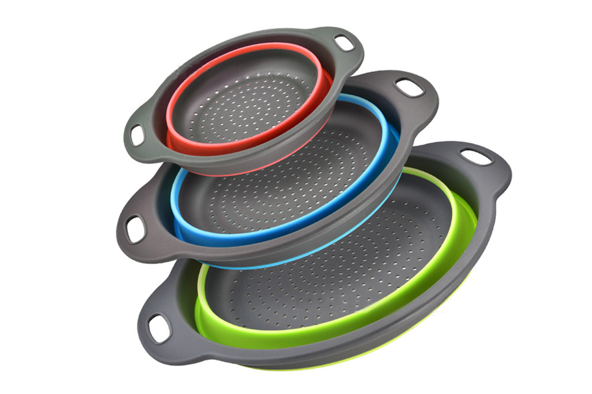 3Pcs Collapsible Colander Food Strainers Set