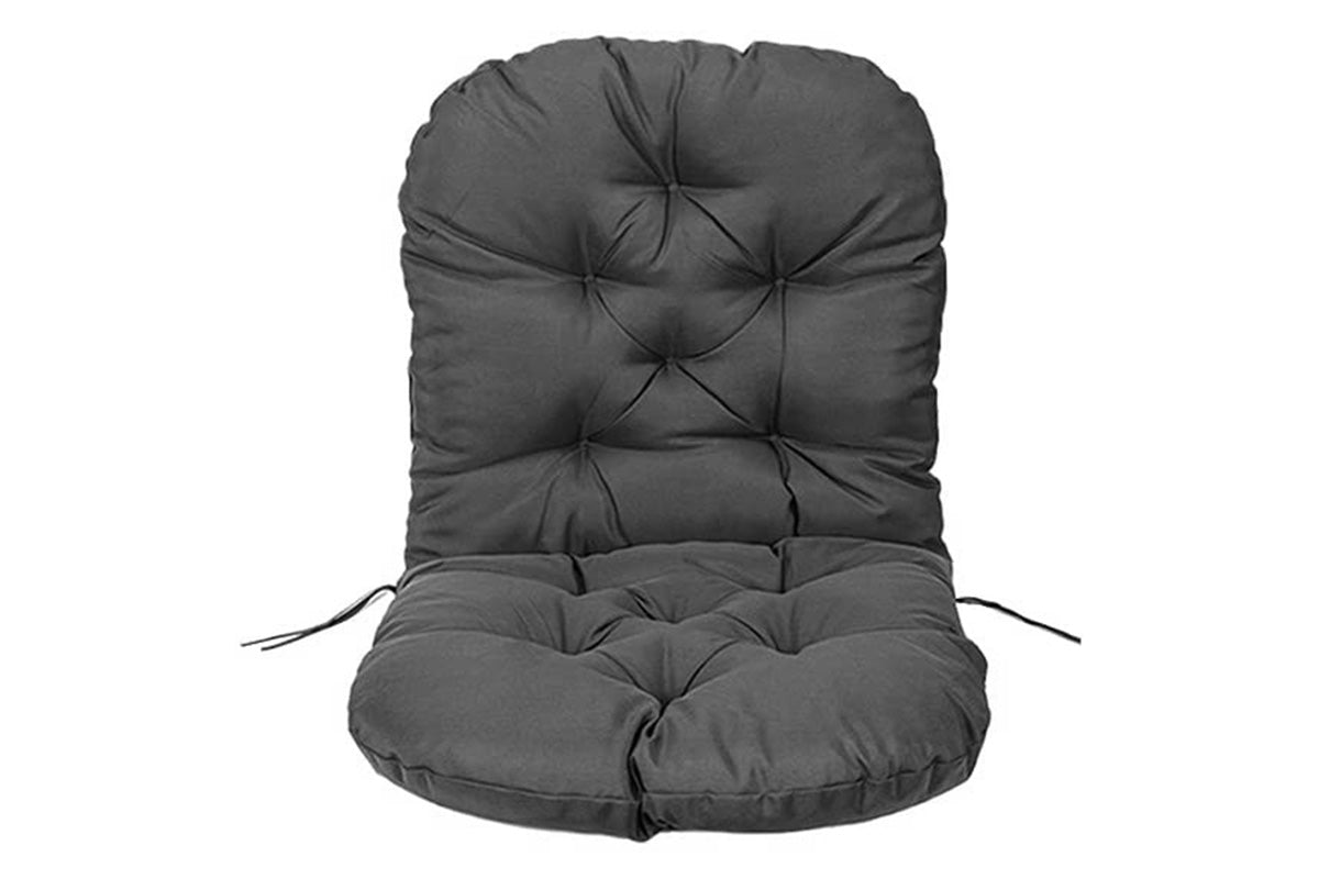 Solid Twill Swivel Rocker Chair Cushion High Back Water Resistant Pad-Grey