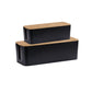 2Pcs Bamboo Lid Cable Management Storage Box for Home and Office-Black, M, L