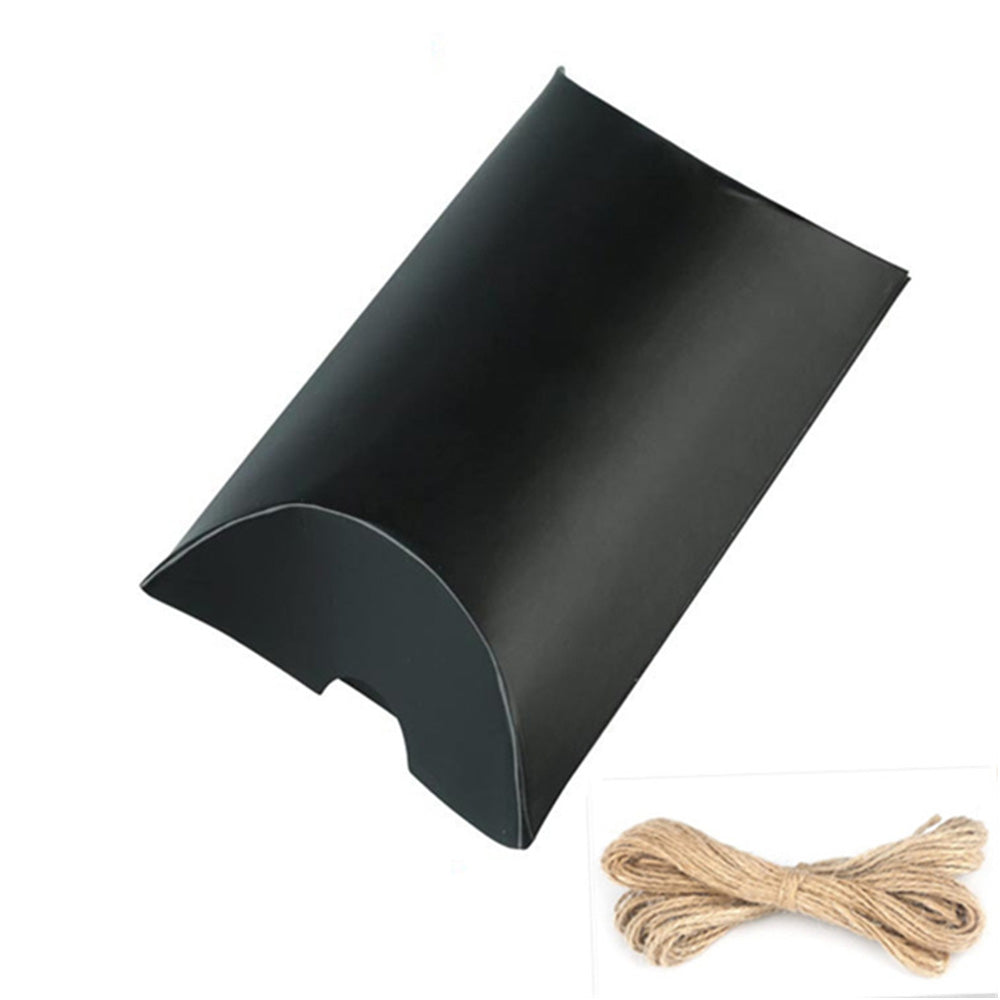 50 Pack Kraft Paper Pillow Gift Boxes with Ribbons for Weddings and Parties