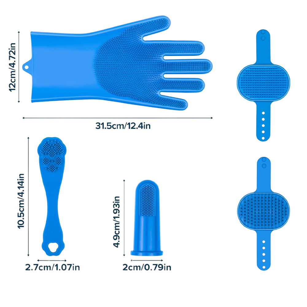 6PCS Pet Grooming Kit Pet Bathing Supplies Dog Washing Gloves Dog Bath Brush Dog Toothbrush Finger