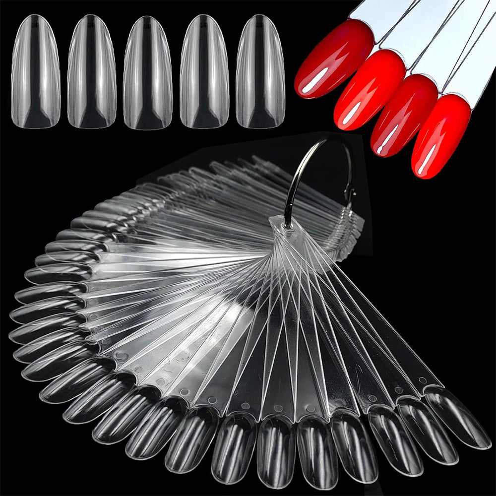 100 PCS Clear Nail Swatch Sticks with Ring Nail Art Swatch Set for Polish Display