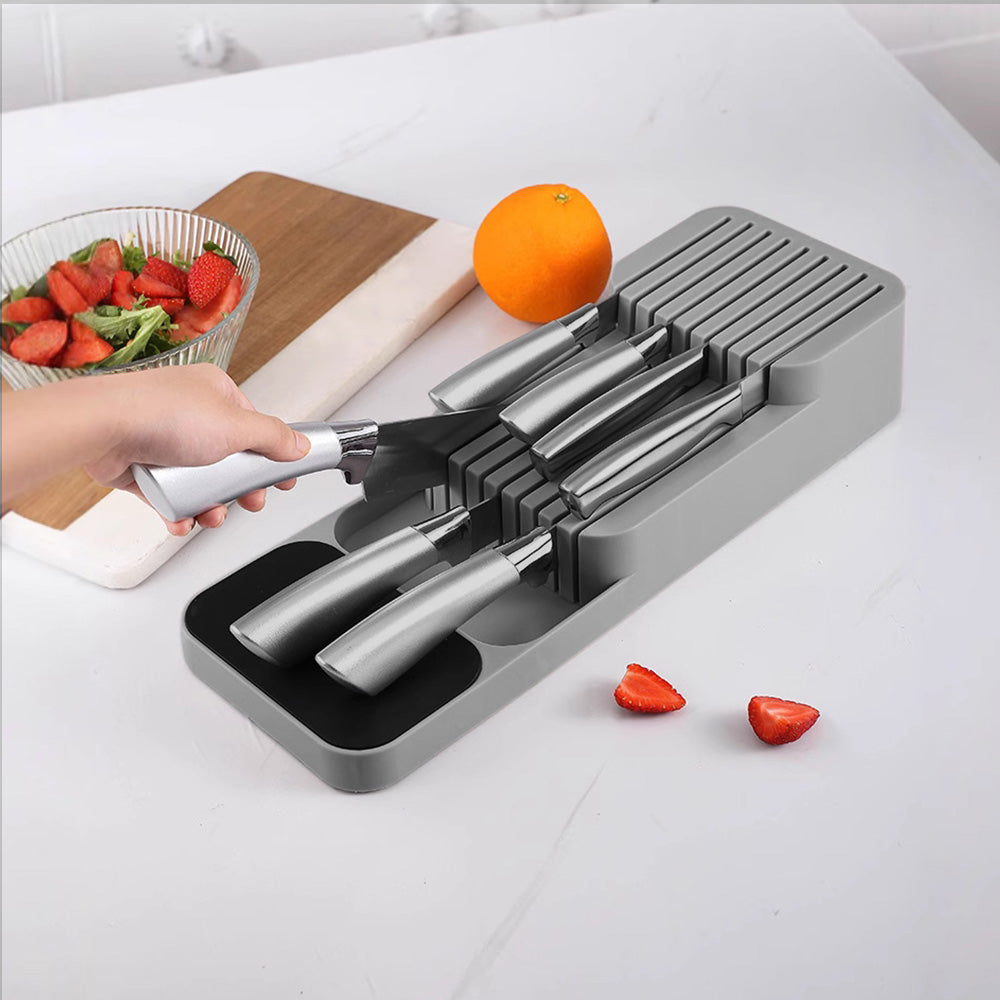 Storage Rack Knife Block Organizer Kitchen Knives Holder Countertop or Drawer Use