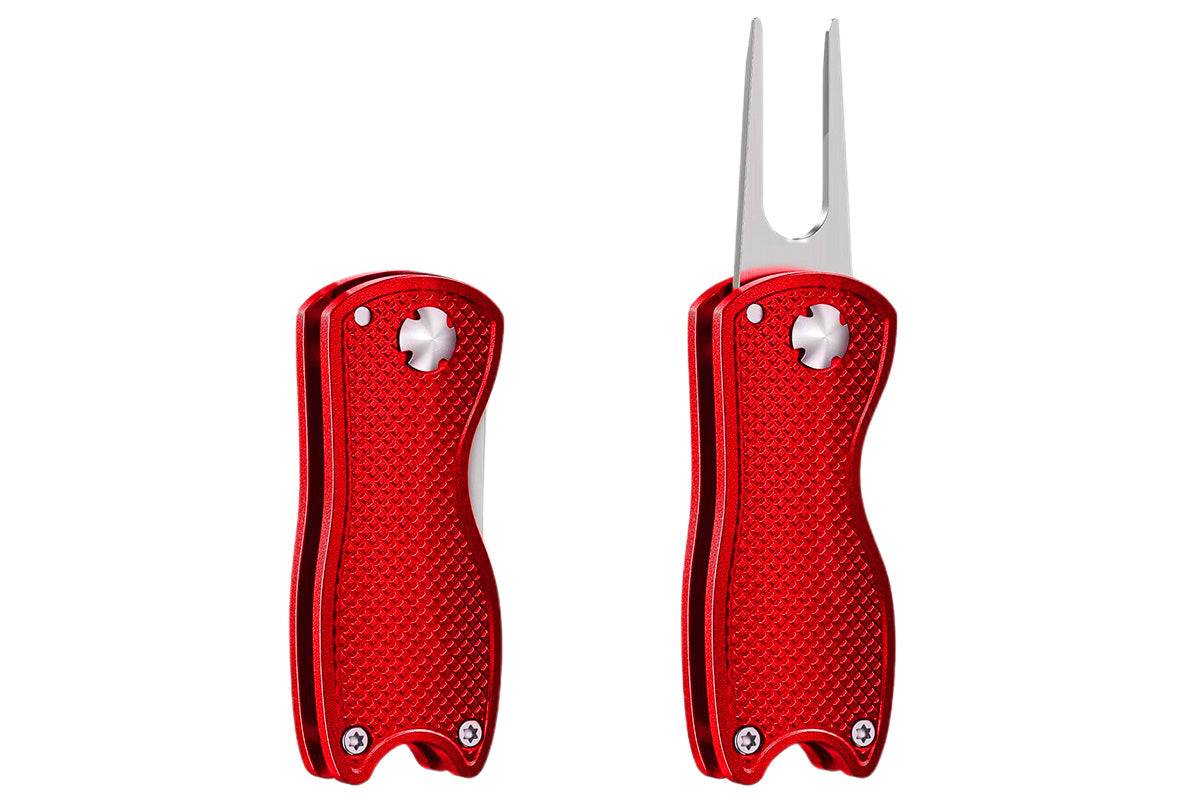 2PCS Golf Divot Repair Tool Putt Alignment Ball Marker Pop-up Fork Tine