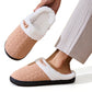 Indoor Non Slip Fuzzy Slippers for Women Warm Knitted House Shoes-Khaki