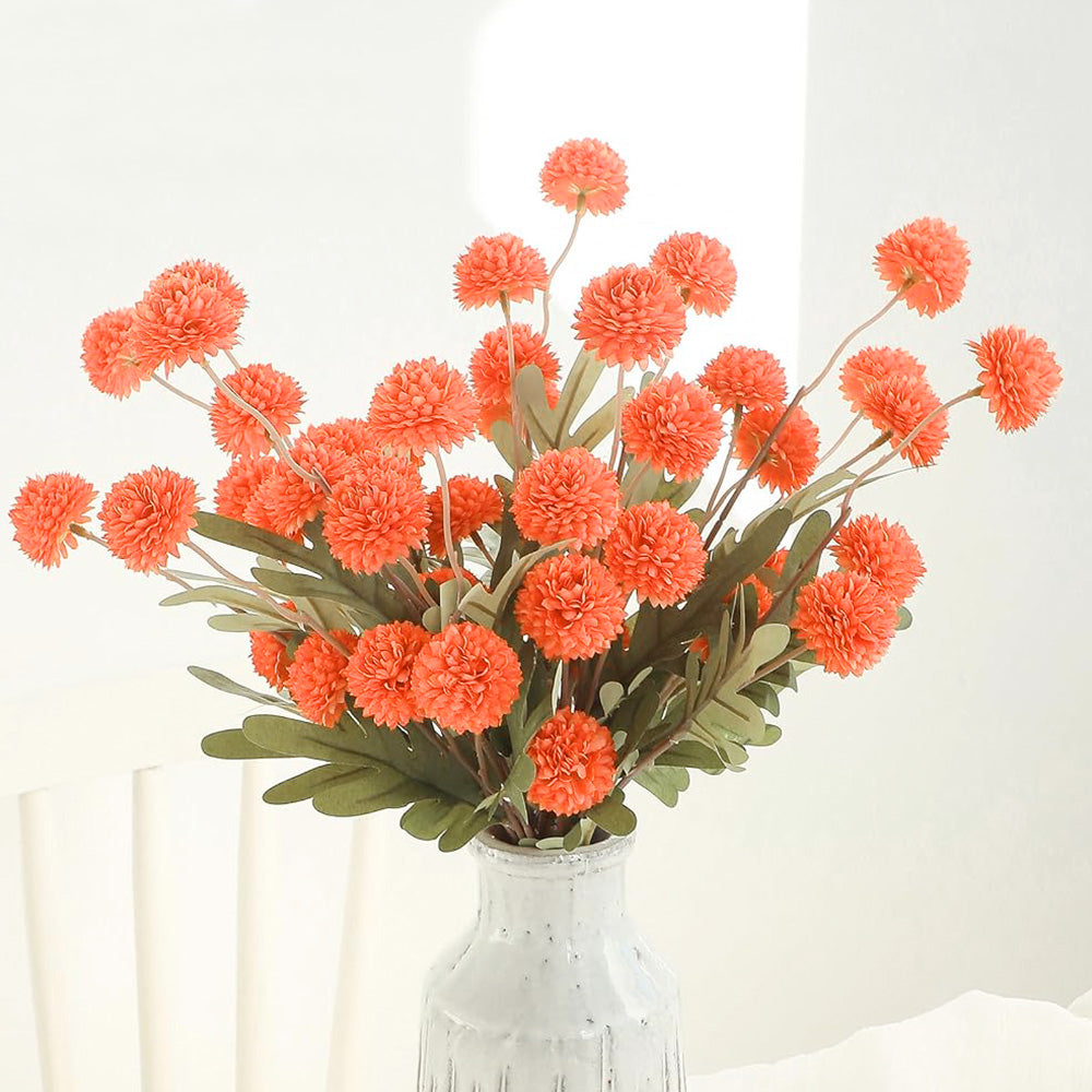 5 Pack Stem Cloth Dandelion Ball Artificial Flowers with Bendable Stems