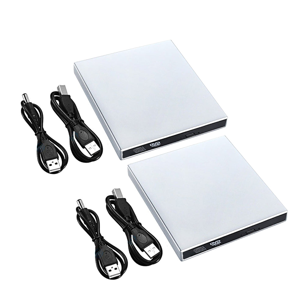 2Pcs USB 2.0 Slim Portable External CD-RW Drive Writer Player