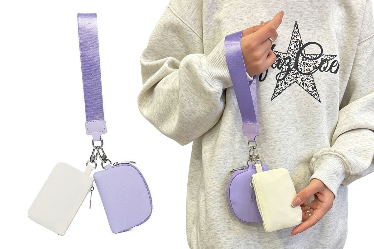 2-In-1 Dual-Pouch Wristlet Zipper Pouch Set Wallet Coin Purse Card Holder
