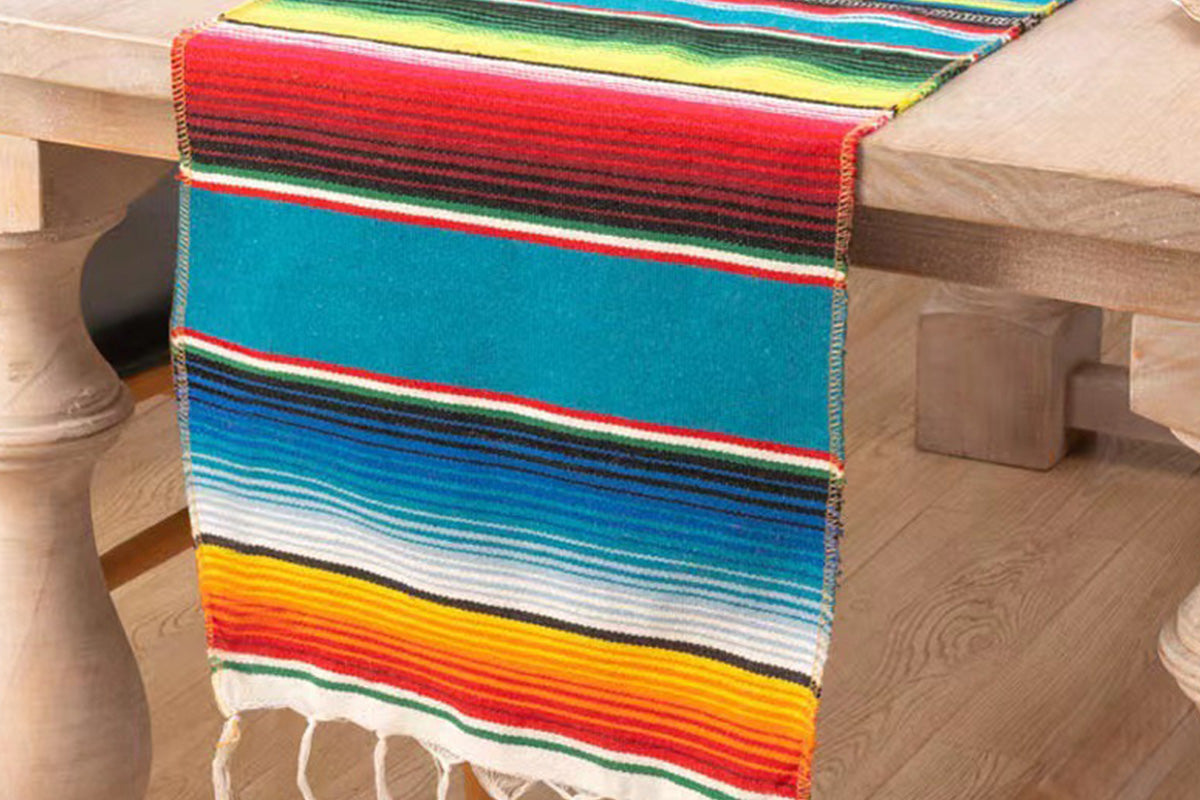 Mexican Serape Table Runner with Tassels for Party Wedding Outdoor Picnic Decoration